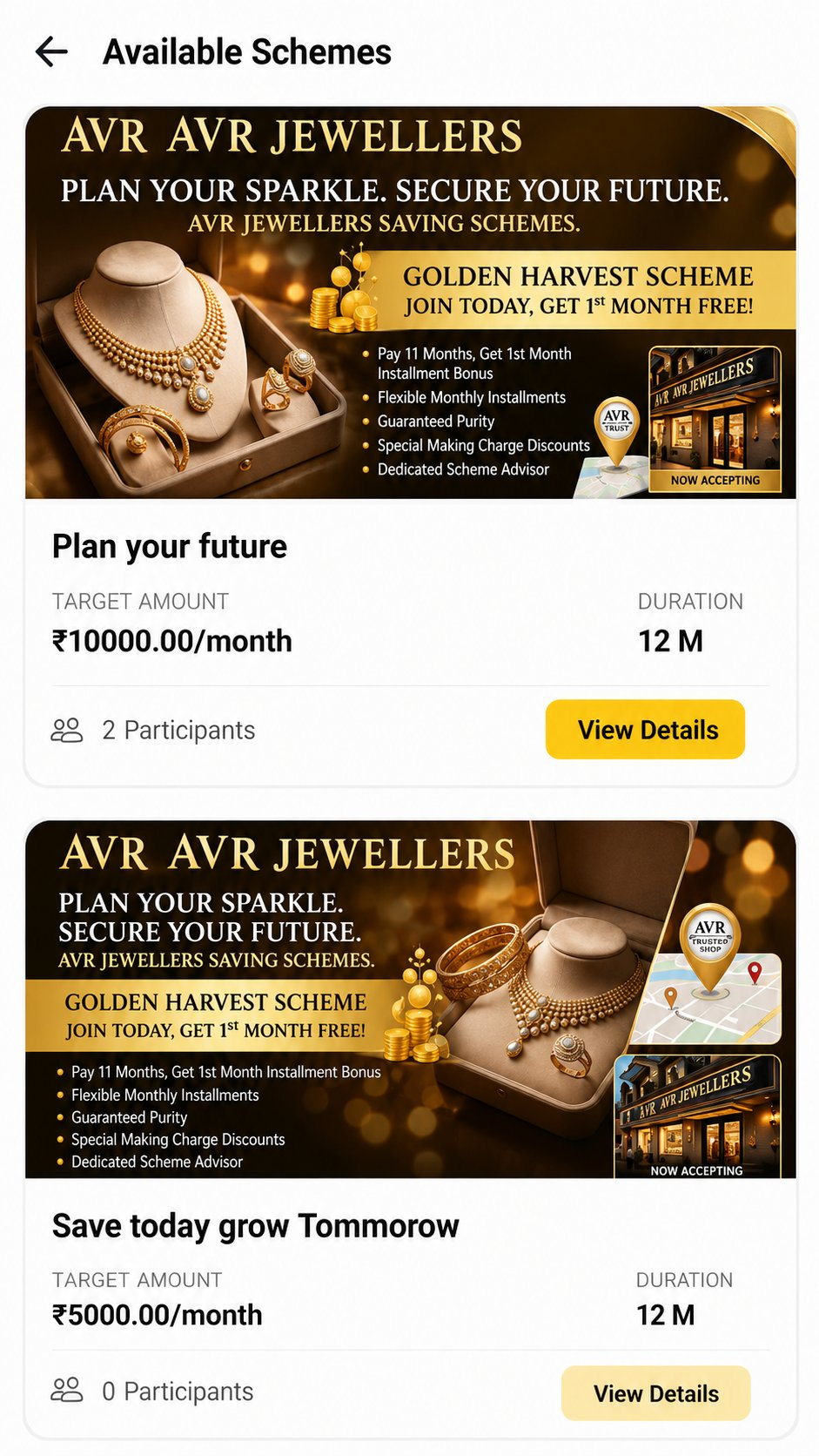 Gogoldo available schemes screen